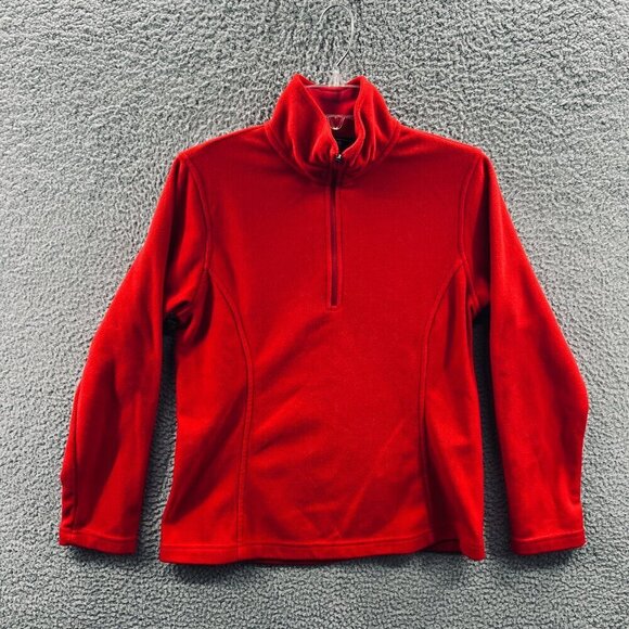Lands End Womens Fleece‎ Jacket Small 6/8 Red 1/4 Zip Long Sleeve - Picture 1 of 11